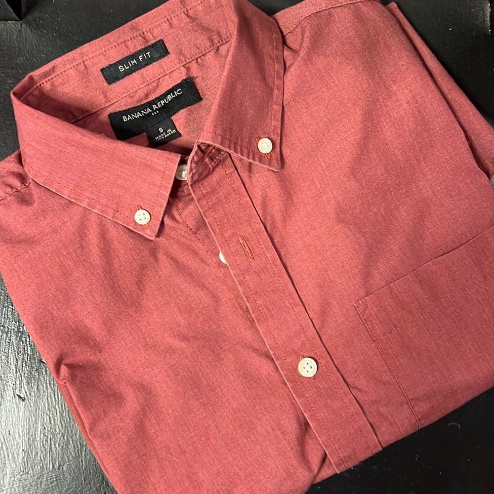 Banana Republic Men's Small Slim Fit Short Sleeve Button Down Shirt NWOT